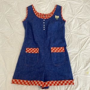 Vintage denim picnic romper!